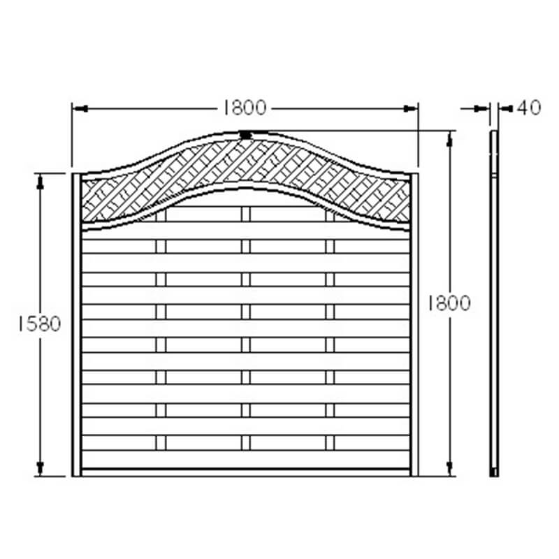 Forest 6' x 6' Europa Prague Pressure Treated Decorative Fence Panel (1.8m x 1.8m) Technical Drawing