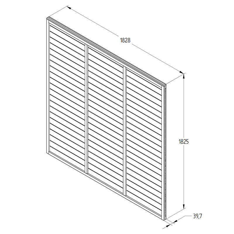 Forest 6' x 6' Straight Cut Overlap Fence Panel (1.83m x 1.83m) Technical Drawing